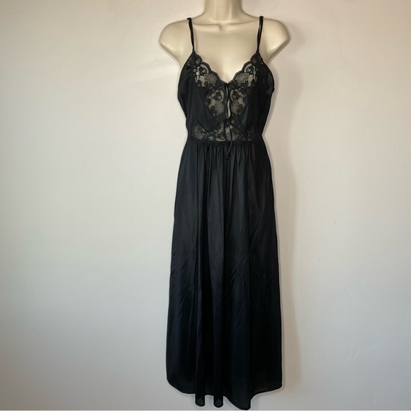 Vintage Other - Vintage Diane Von Furstenberg Nightgown Maxi Slip Dress Black Lace Whimsigoth